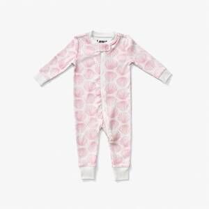 NEW LEWIS baby zip scallop sleeper in blush